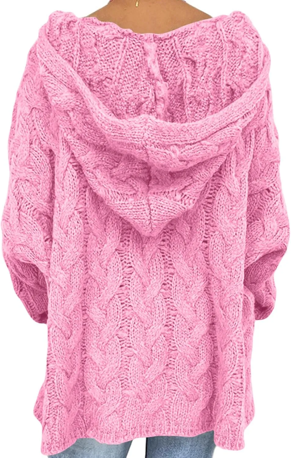 Chunky Sweater for Women 2023 Oversized Hooded Sweaters Cable Knit Pullover Sweaters Loose Long Sleeve Jumper Tops