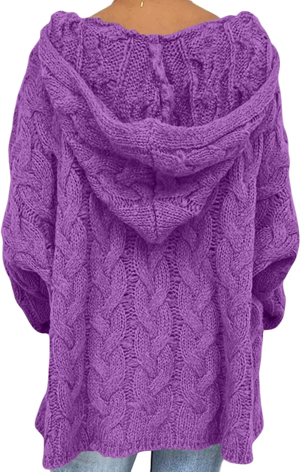 Chunky Sweater for Women 2023 Oversized Hooded Sweaters Cable Knit Pullover Sweaters Loose Long Sleeve Jumper Tops