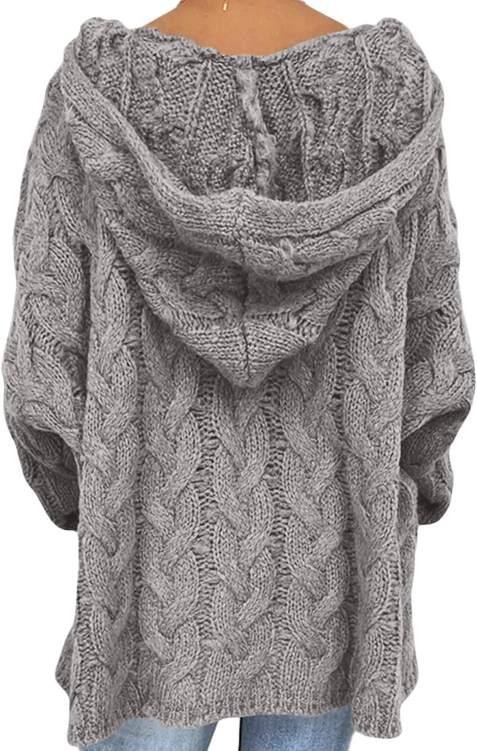 Chunky Sweater for Women 2023 Oversized Hooded Sweaters Cable Knit Pullover Sweaters Loose Long Sleeve Jumper Tops