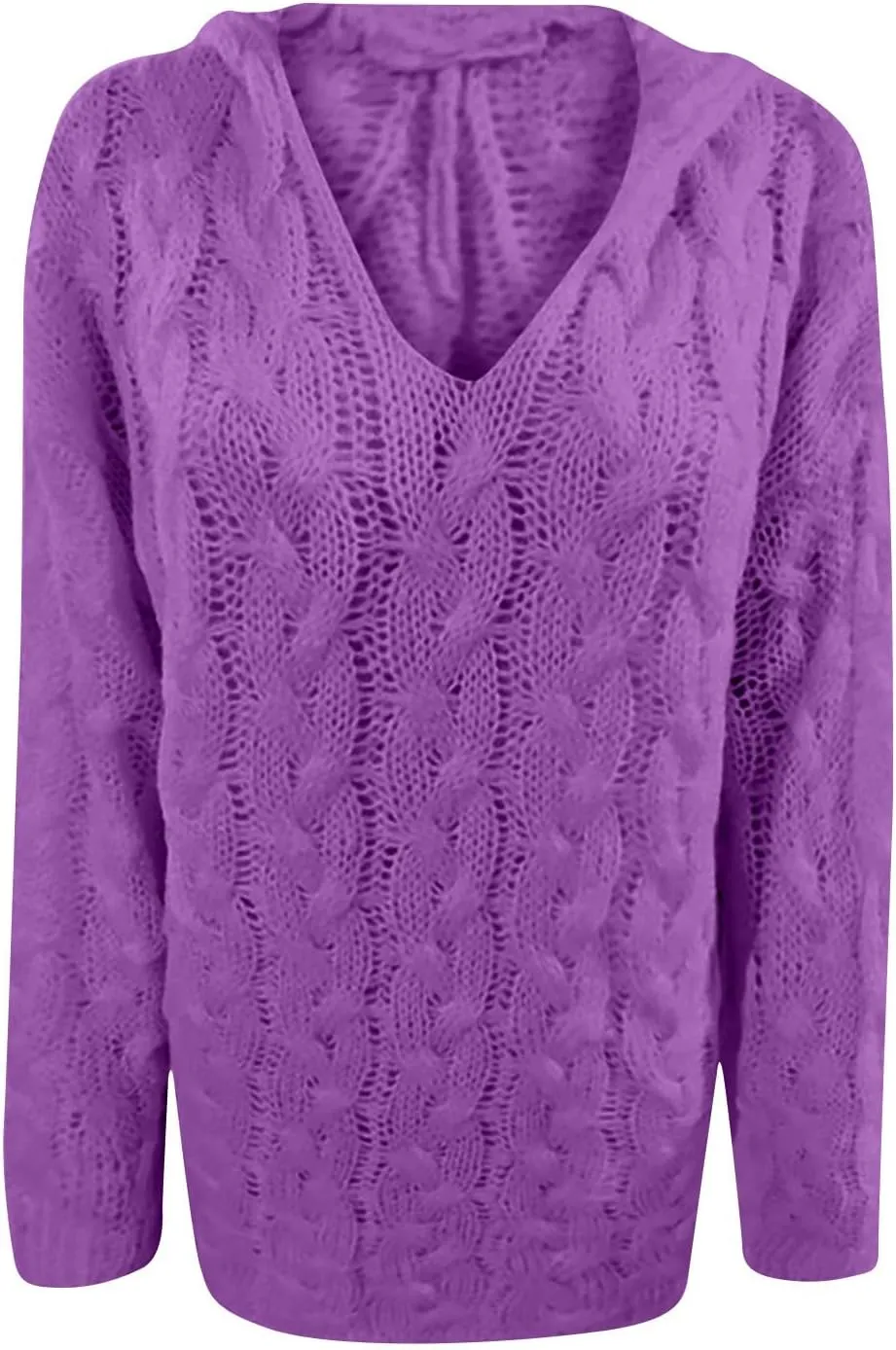 Chunky Sweater for Women 2023 Oversized Hooded Sweaters Cable Knit Pullover Sweaters Loose Long Sleeve Jumper Tops