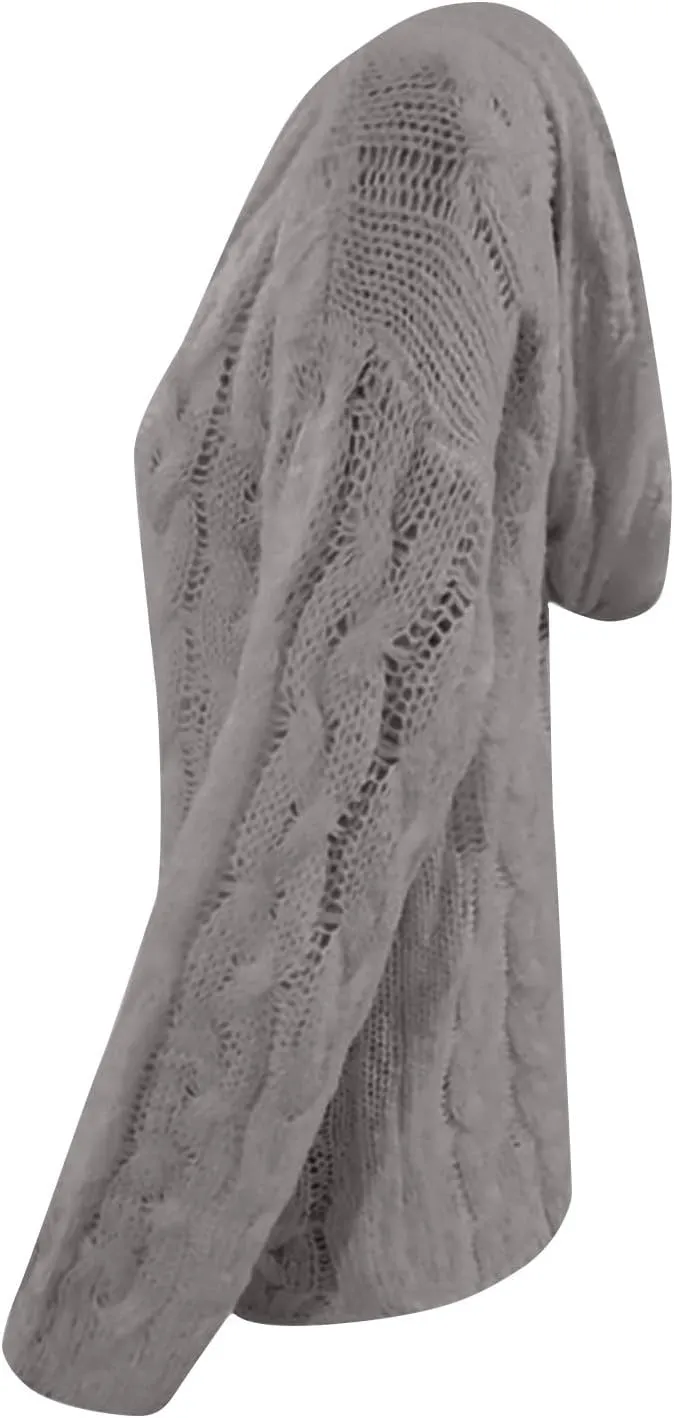 Chunky Sweater for Women 2023 Oversized Hooded Sweaters Cable Knit Pullover Sweaters Loose Long Sleeve Jumper Tops