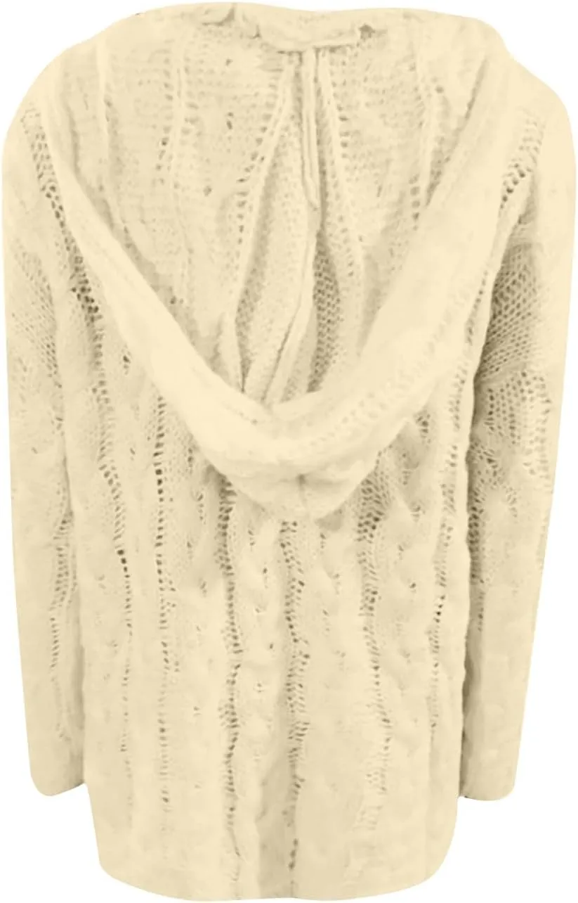 Chunky Sweater for Women 2023 Oversized Hooded Sweaters Cable Knit Pullover Sweaters Loose Long Sleeve Jumper Tops