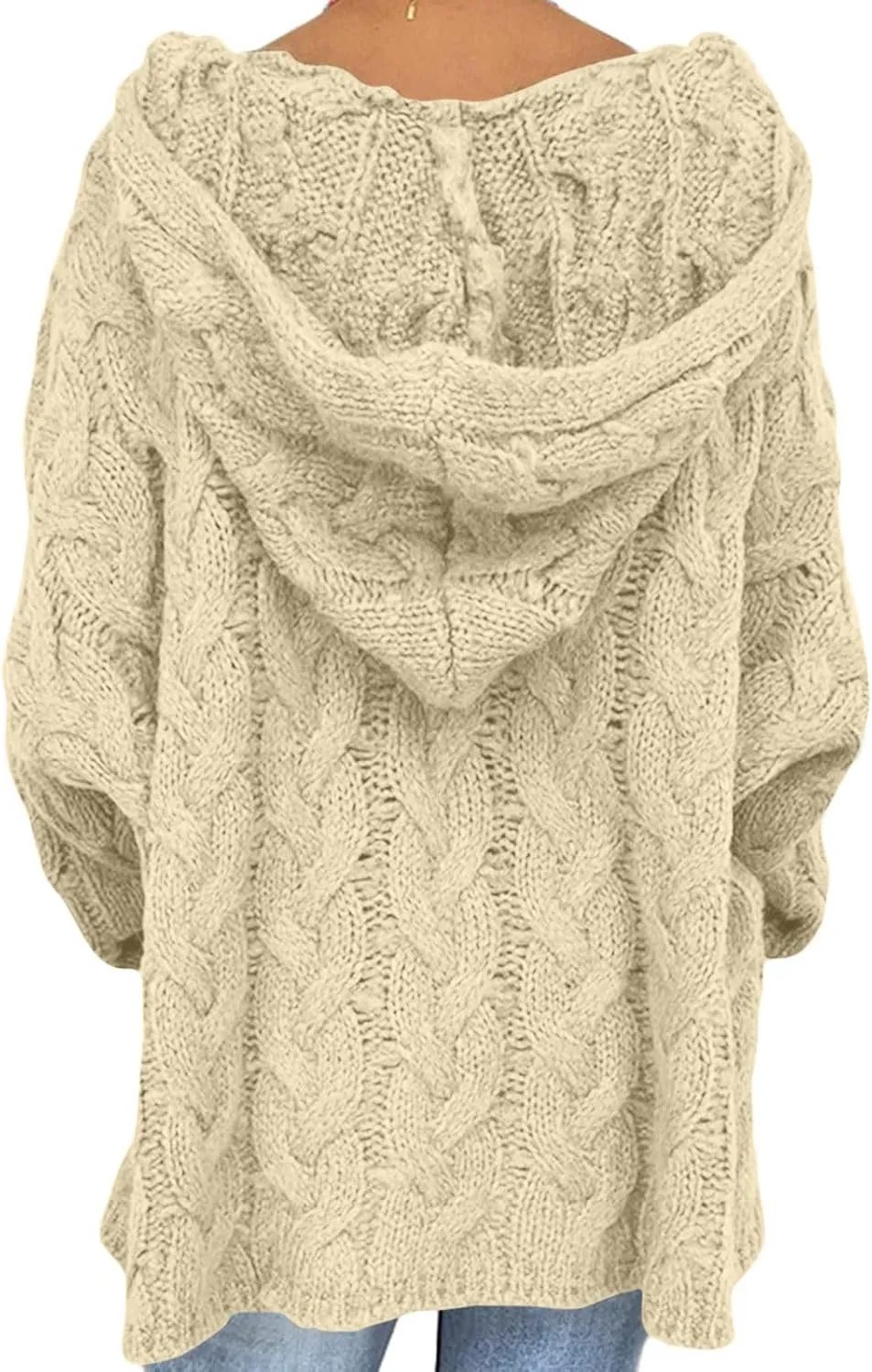 Chunky Sweater for Women 2023 Oversized Hooded Sweaters Cable Knit Pullover Sweaters Loose Long Sleeve Jumper Tops