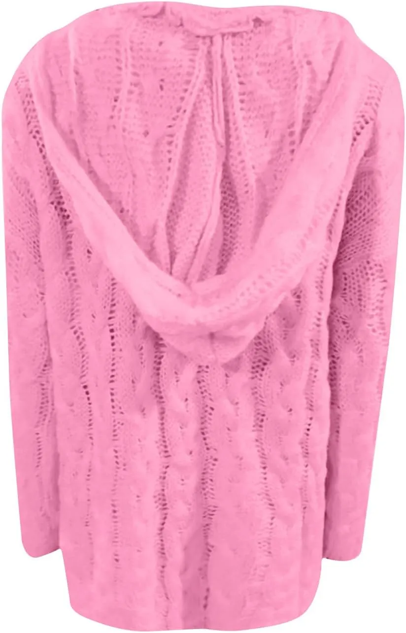 Chunky Sweater for Women 2023 Oversized Hooded Sweaters Cable Knit Pullover Sweaters Loose Long Sleeve Jumper Tops
