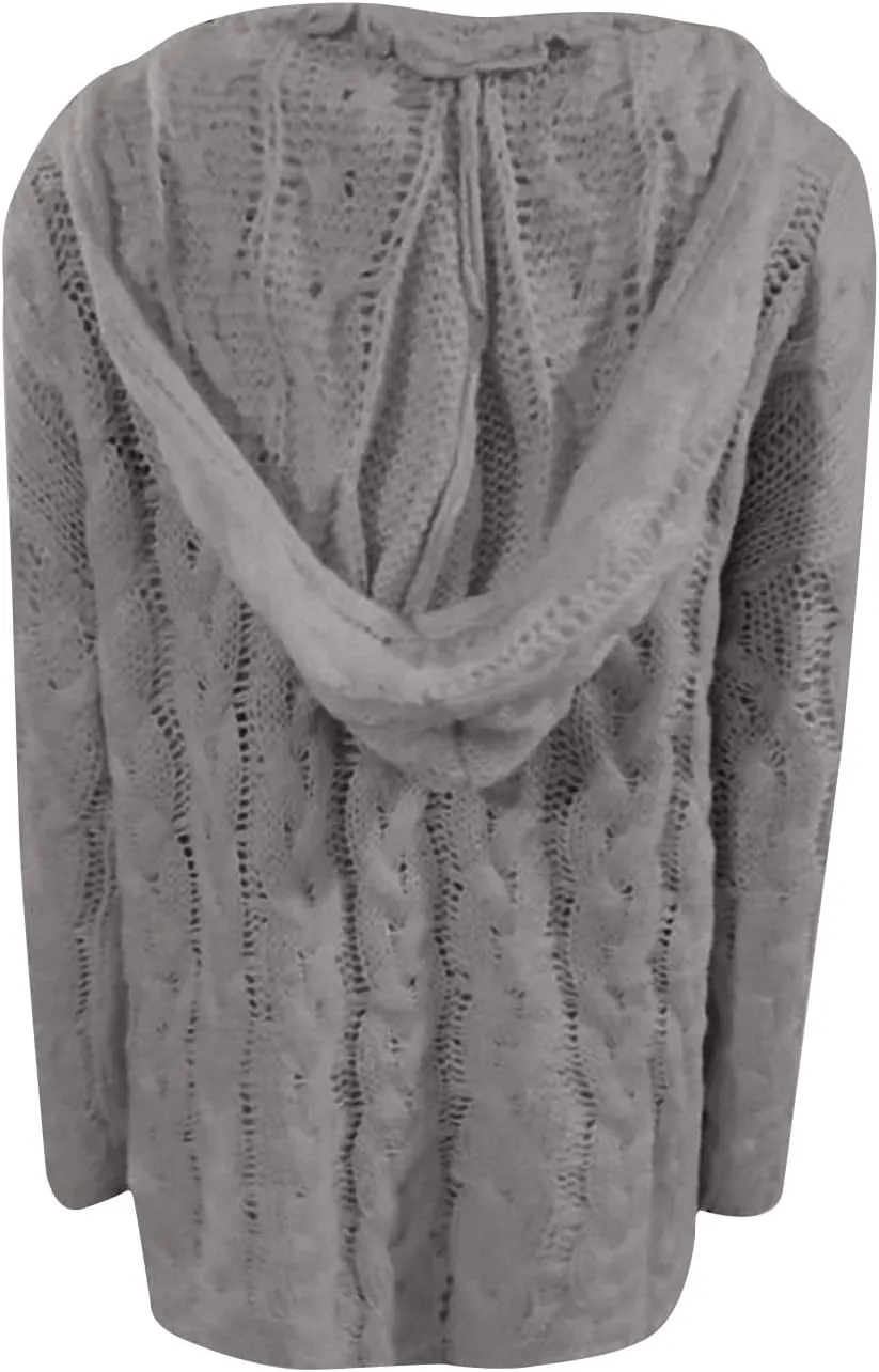 Chunky Sweater for Women 2023 Oversized Hooded Sweaters Cable Knit Pullover Sweaters Loose Long Sleeve Jumper Tops