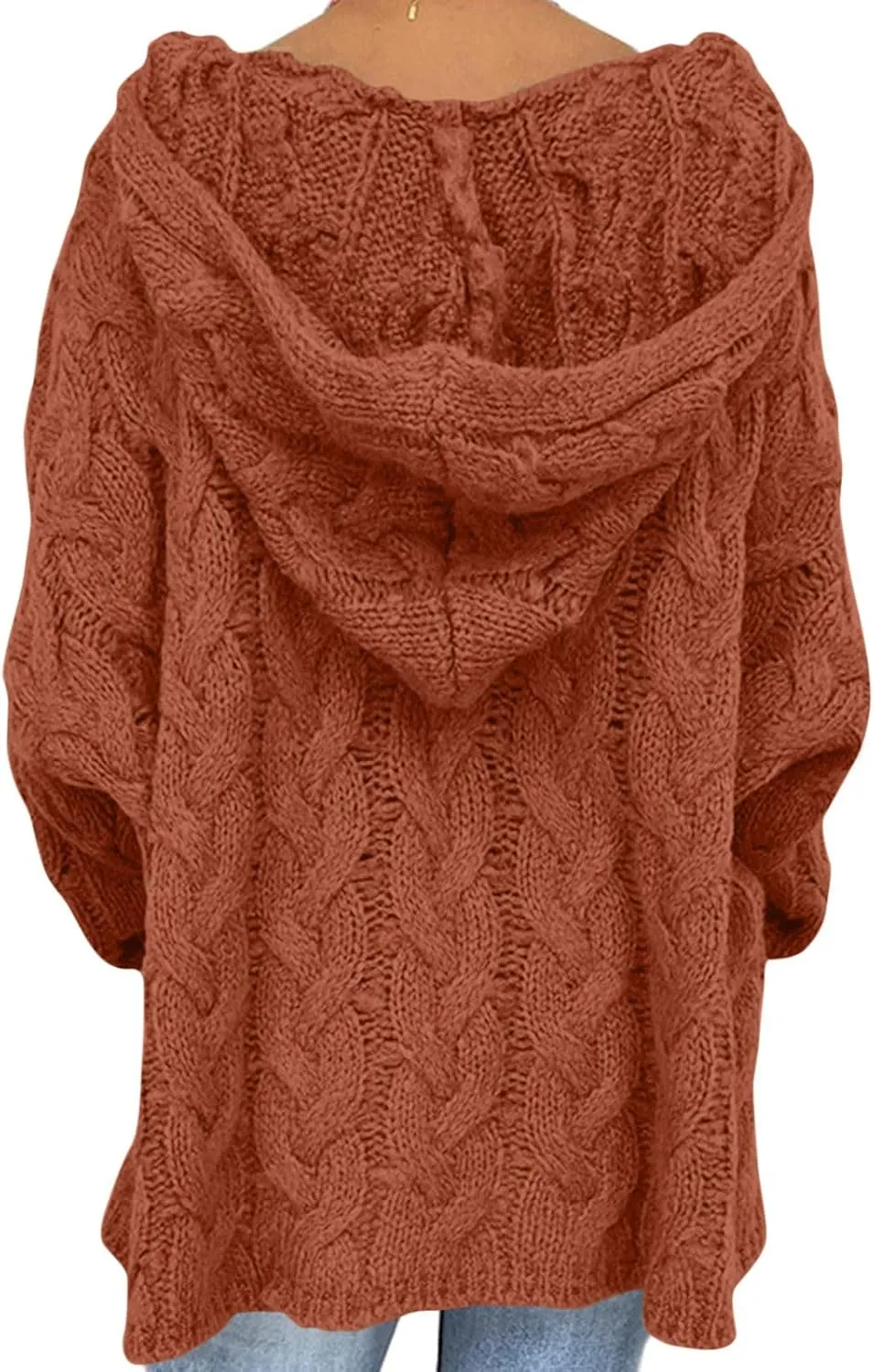 Chunky Sweater for Women 2023 Oversized Hooded Sweaters Cable Knit Pullover Sweaters Loose Long Sleeve Jumper Tops
