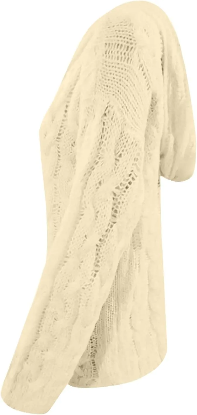 Chunky Sweater for Women 2023 Oversized Hooded Sweaters Cable Knit Pullover Sweaters Loose Long Sleeve Jumper Tops