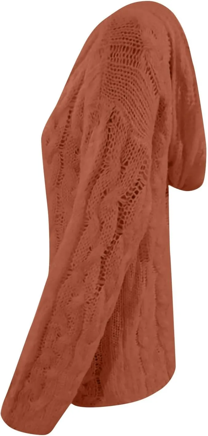Chunky Sweater for Women 2023 Oversized Hooded Sweaters Cable Knit Pullover Sweaters Loose Long Sleeve Jumper Tops