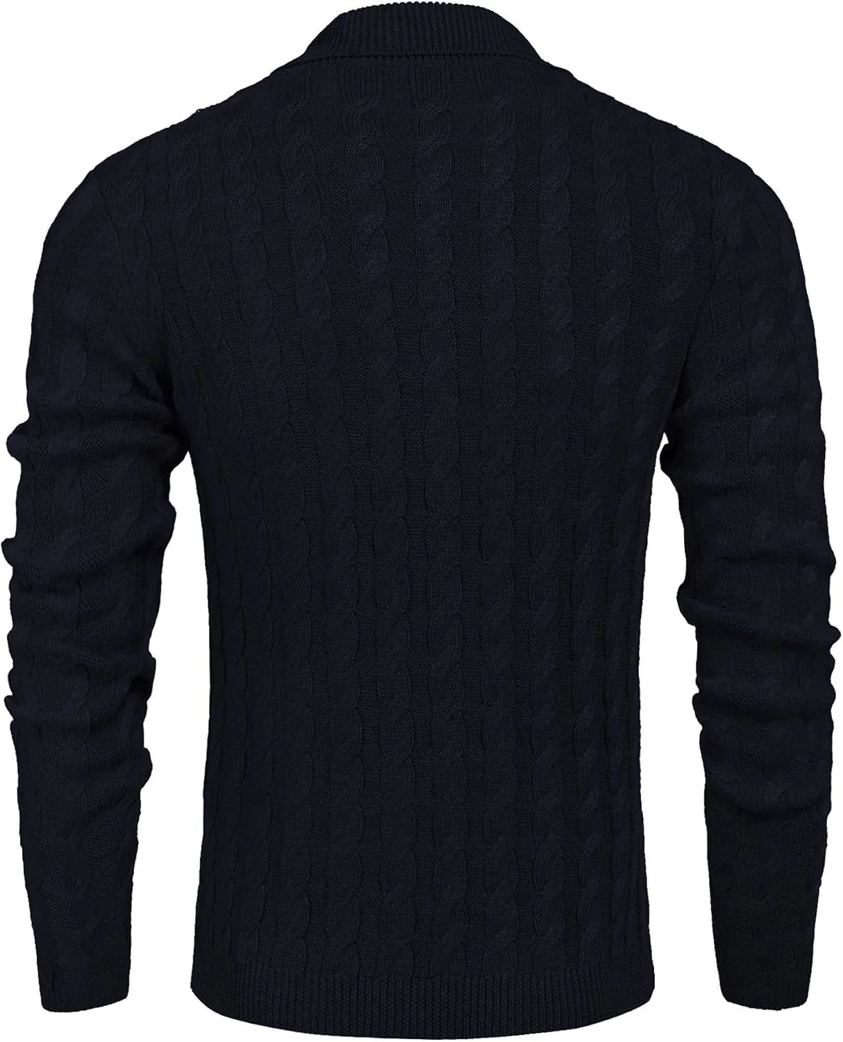 COOFANDY Men's Shawl Collar Pullover Sweater Slim Fit Casual Button Cable Knit Sweaters
