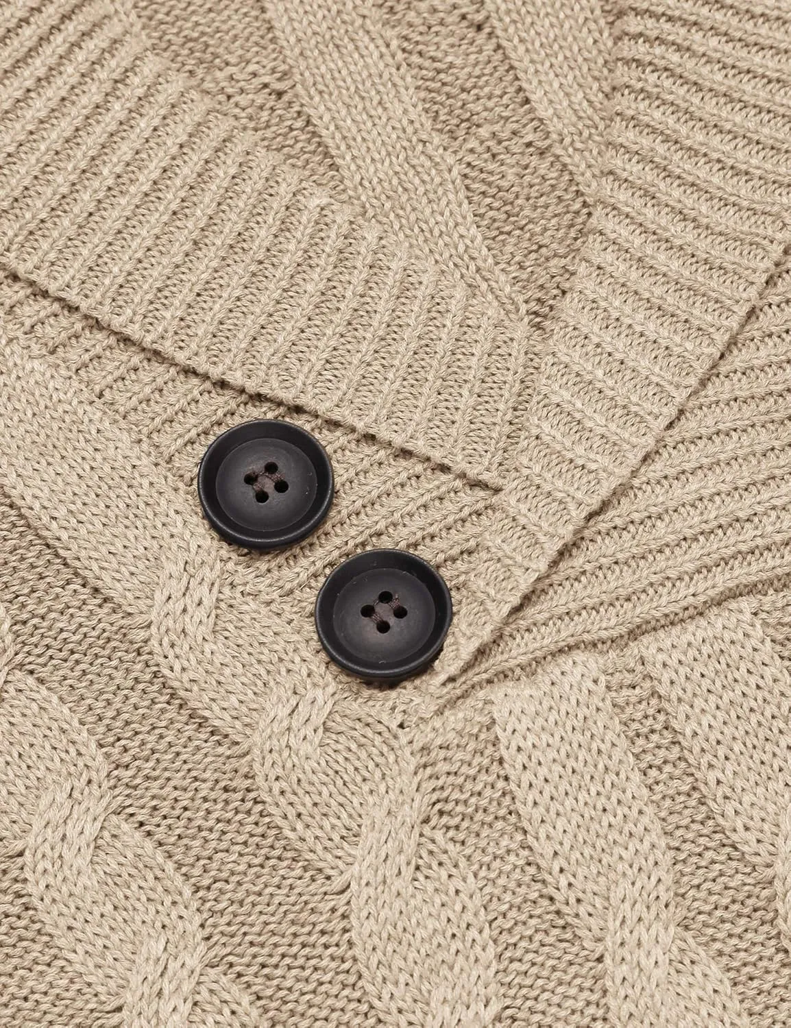 COOFANDY Men's Shawl Collar Pullover Sweater Slim Fit Casual Button Cable Knit Sweaters