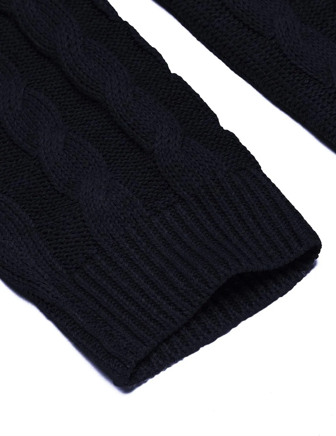 COOFANDY Men's Shawl Collar Pullover Sweater Slim Fit Casual Button Cable Knit Sweaters