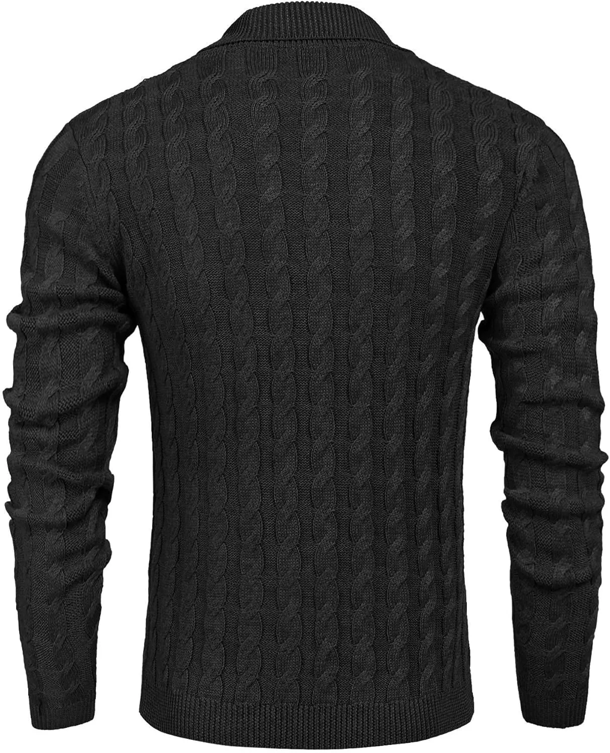 COOFANDY Men's Shawl Collar Pullover Sweater Slim Fit Casual Button Cable Knit Sweaters