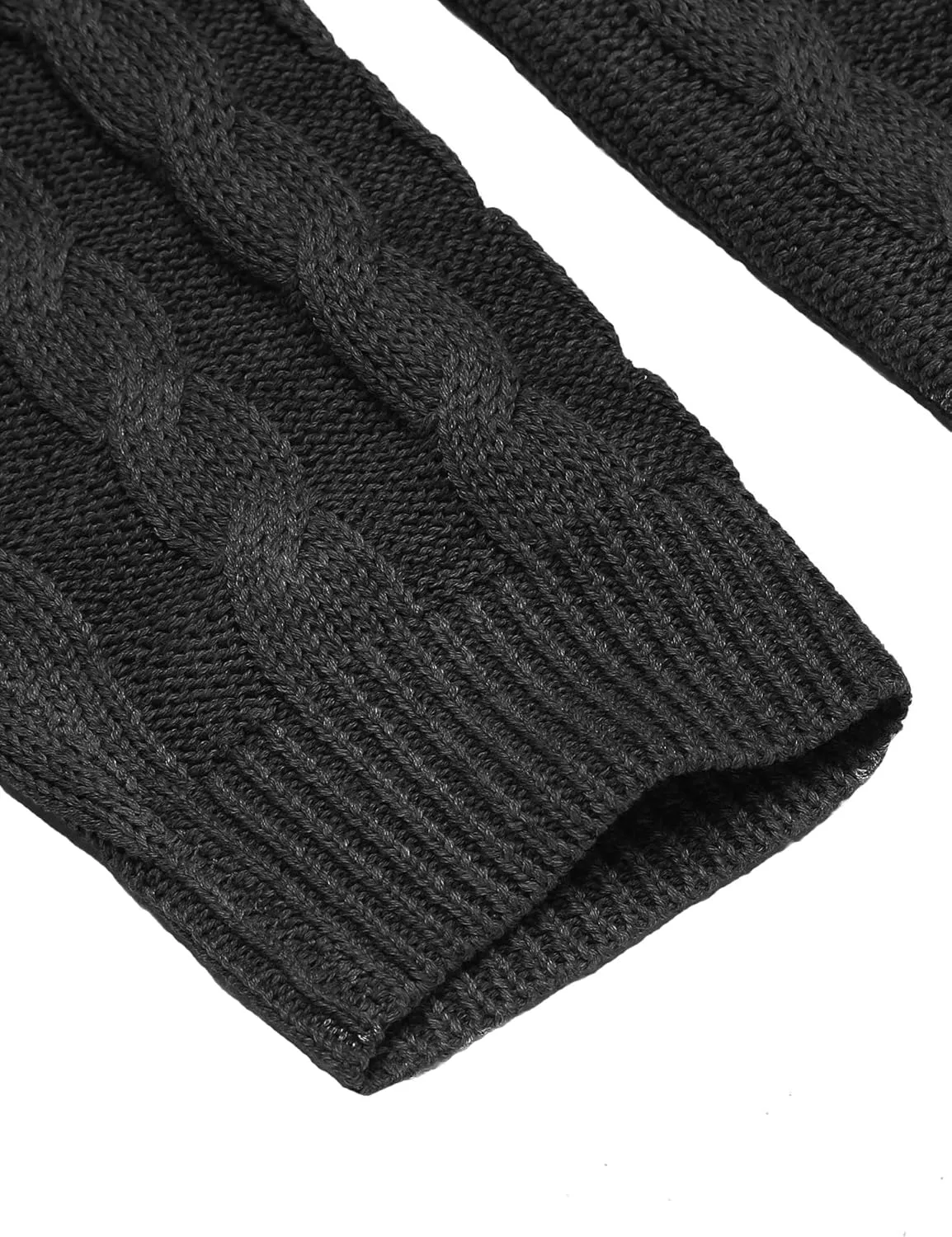 COOFANDY Men's Shawl Collar Pullover Sweater Slim Fit Casual Button Cable Knit Sweaters