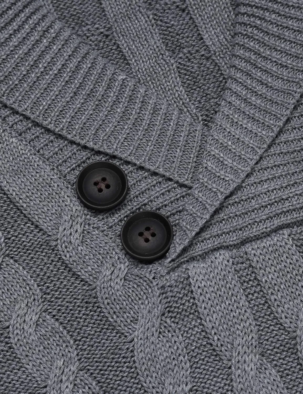 COOFANDY Men's Shawl Collar Pullover Sweater Slim Fit Casual Button Cable Knit Sweaters