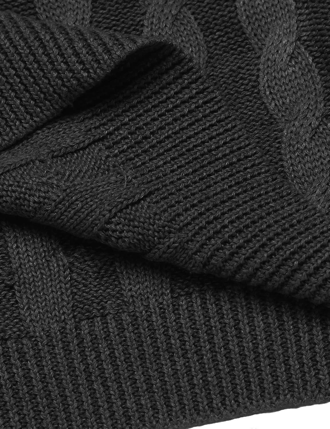 COOFANDY Men's Shawl Collar Pullover Sweater Slim Fit Casual Button Cable Knit Sweaters