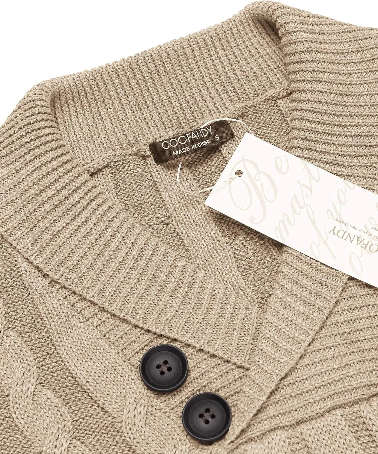 COOFANDY Men's Shawl Collar Pullover Sweater Slim Fit Casual Button Cable Knit Sweaters