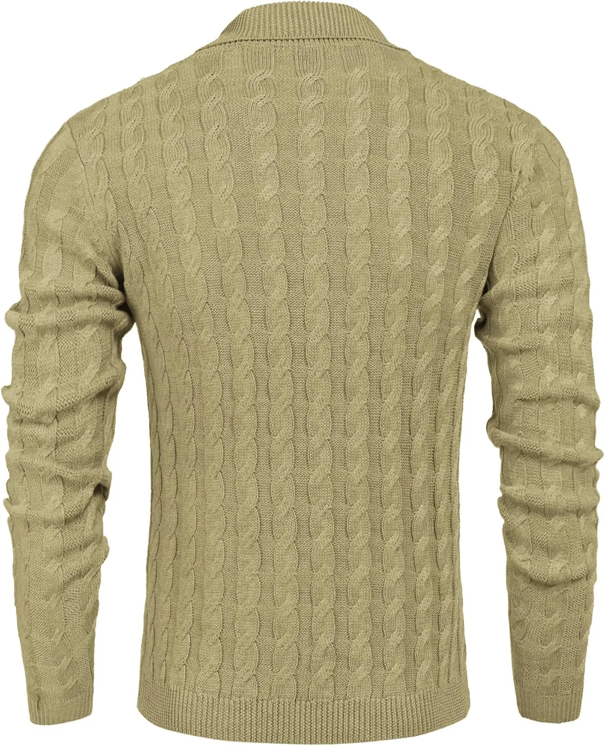 COOFANDY Men's Shawl Collar Pullover Sweater Slim Fit Casual Button Cable Knit Sweaters