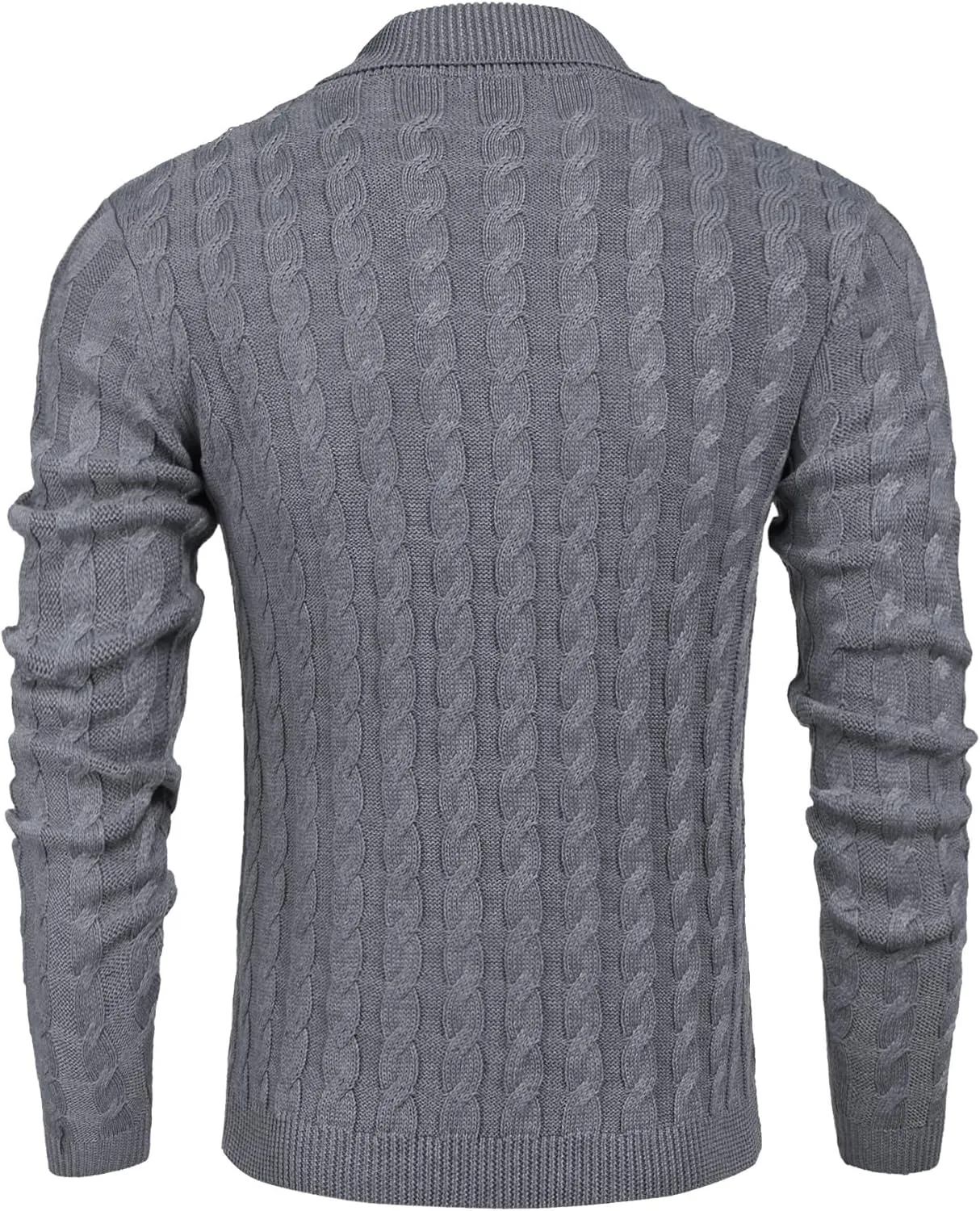 COOFANDY Men's Shawl Collar Pullover Sweater Slim Fit Casual Button Cable Knit Sweaters