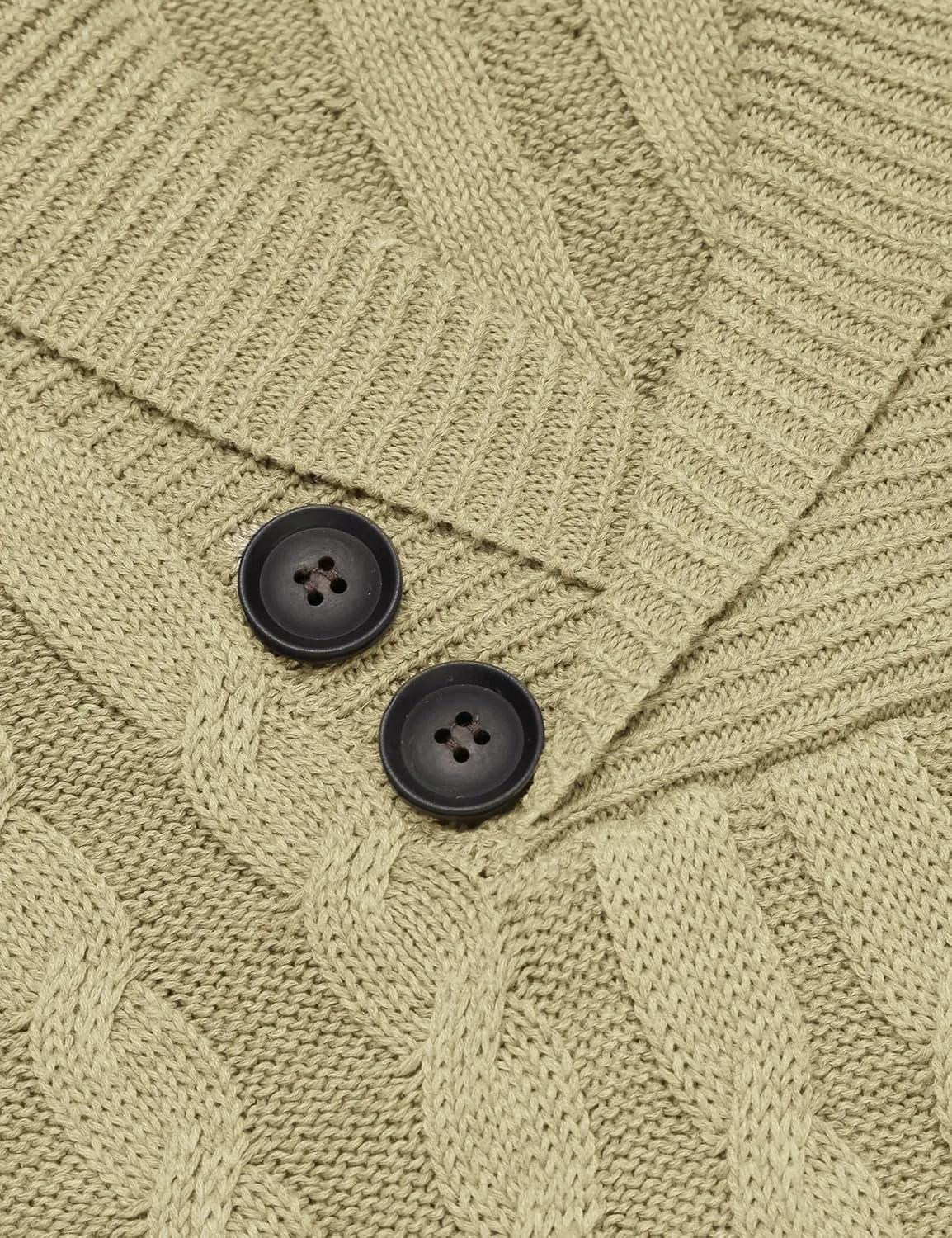COOFANDY Men's Shawl Collar Pullover Sweater Slim Fit Casual Button Cable Knit Sweaters