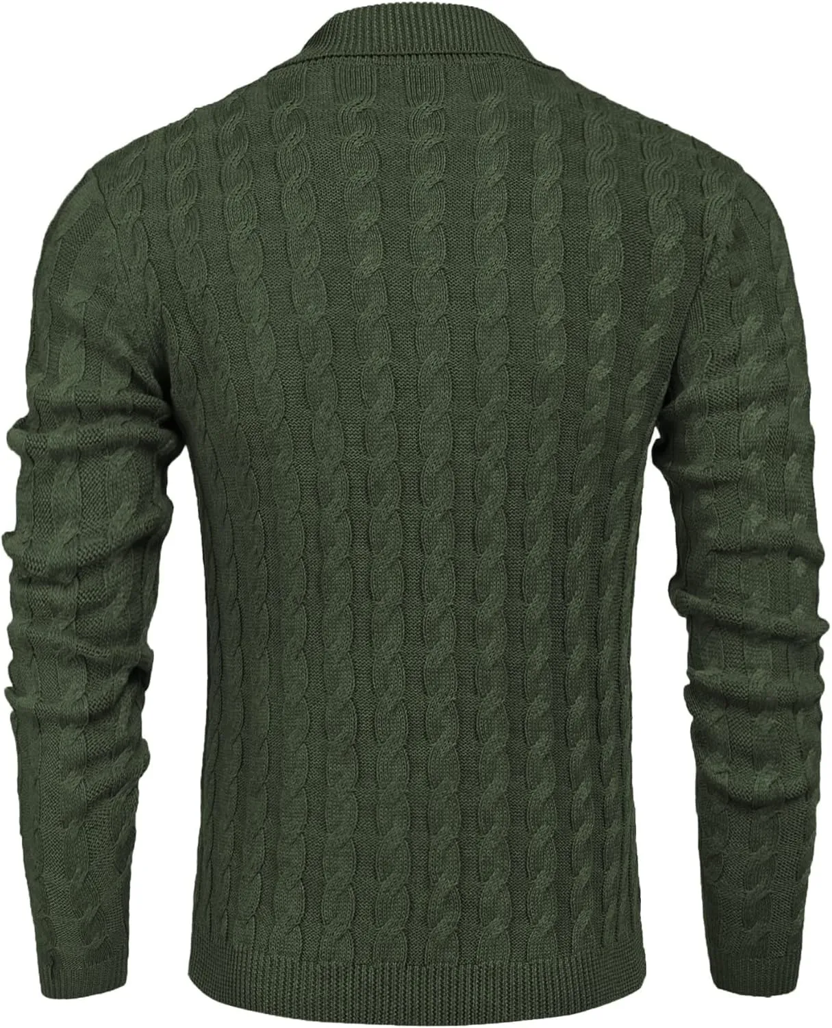 COOFANDY Men's Shawl Collar Pullover Sweater Slim Fit Casual Button Cable Knit Sweaters