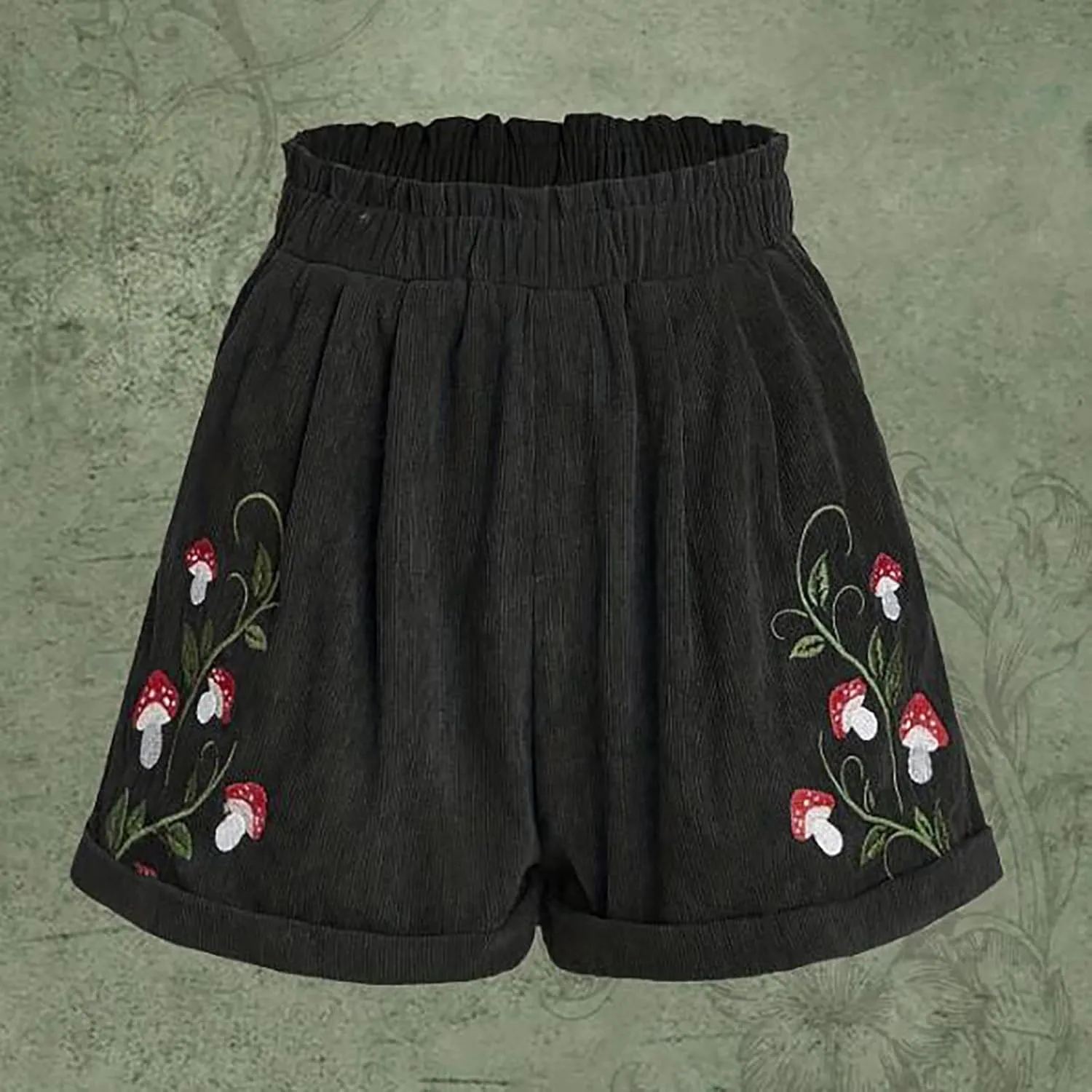 Corduroy Shorts for Women Elastic High Waisted Embroidered Summer Casual Shorts Lightweight Stretch Comfy Lounge Pants 2025