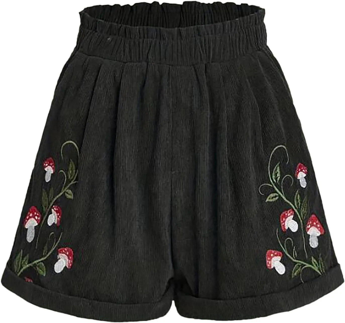 Corduroy Shorts for Women Elastic High Waisted Embroidered Summer Casual Shorts Lightweight Stretch Comfy Lounge Pants 2025