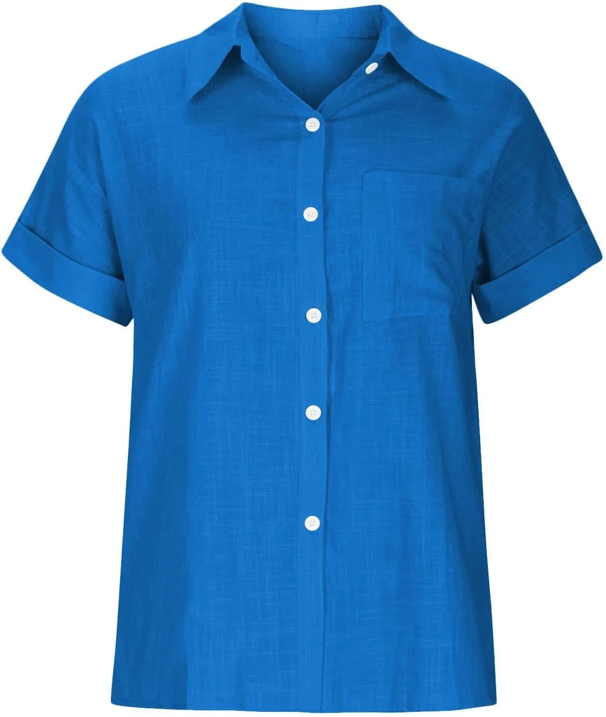 Cotton Linen Shirts for Women 2025 Summer Casual V Neck Roll Up Short Sleeve Blouses Loose Button Up Open Front Tops