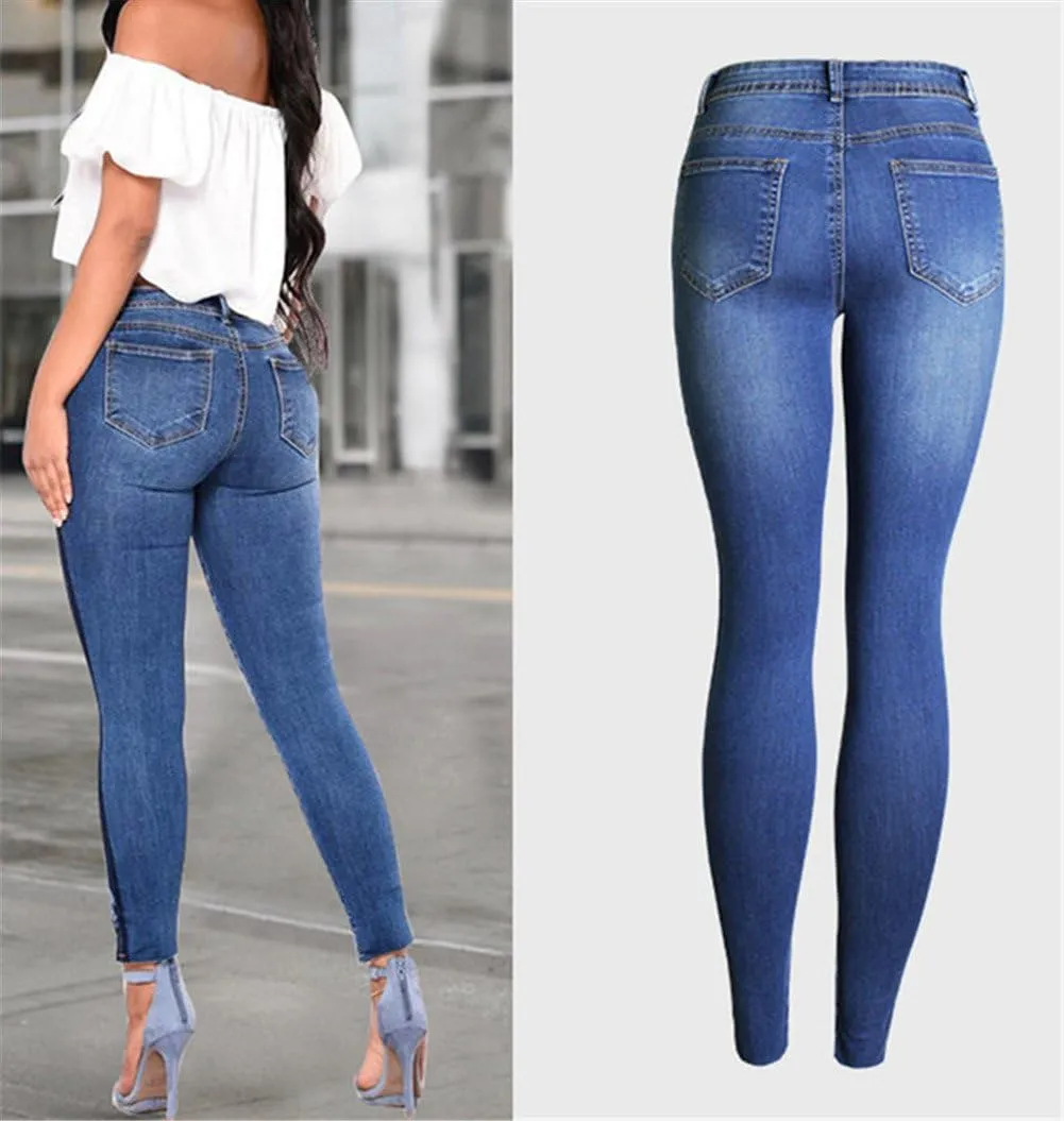 Cresay Women Sexy Elastic Butt Lift High Waisted Skinny Jeans Denim Pants