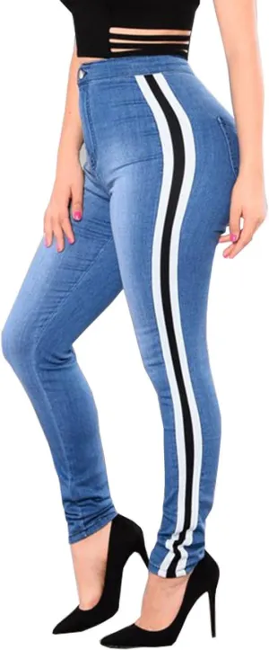 Cresay Women Sexy Elastic Butt Lift High Waisted Skinny Jeans Denim Pants