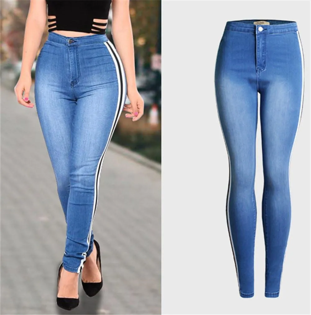 Cresay Women Sexy Elastic Butt Lift High Waisted Skinny Jeans Denim Pants