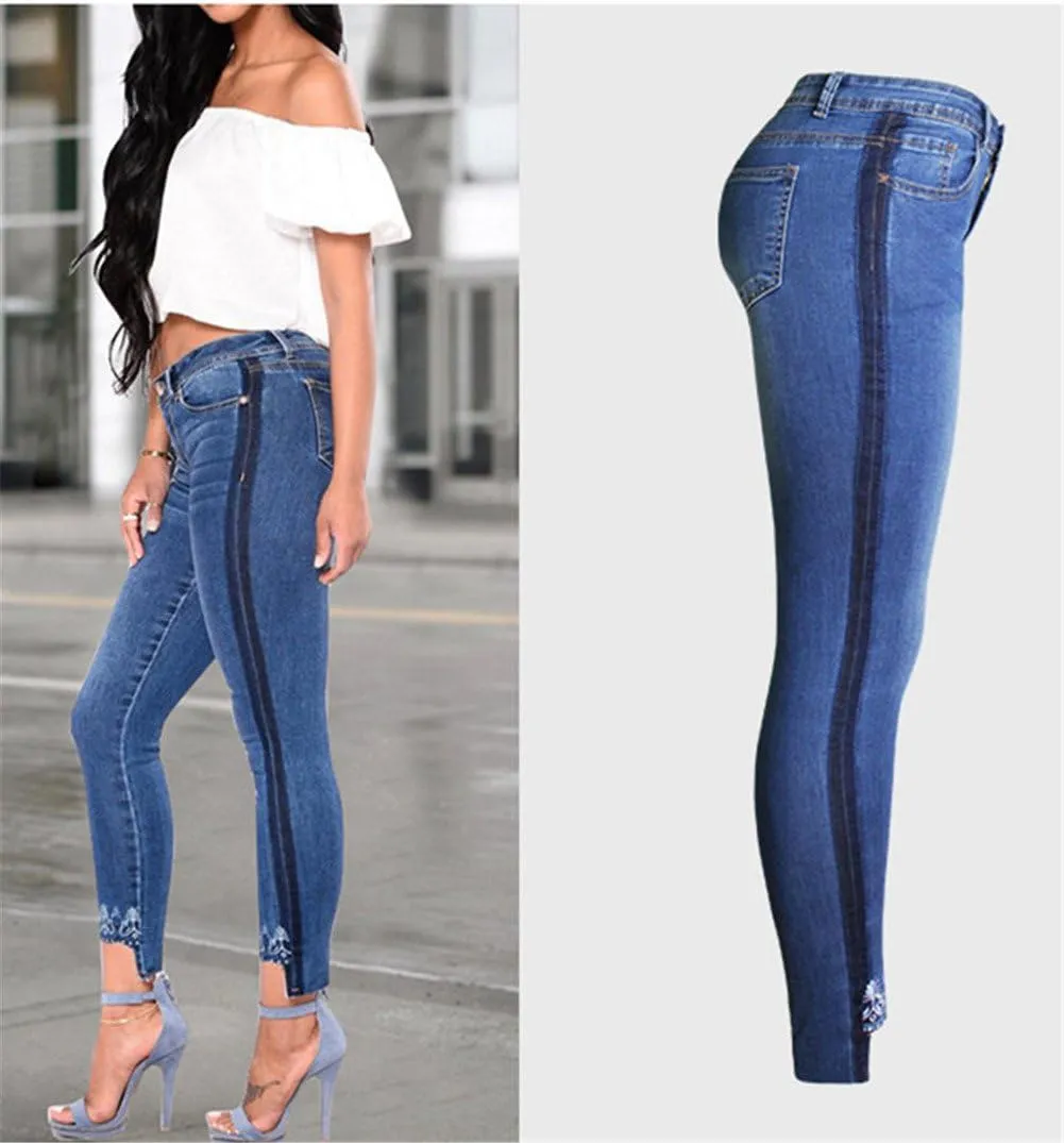 Cresay Women Sexy Elastic Butt Lift High Waisted Skinny Jeans Denim Pants