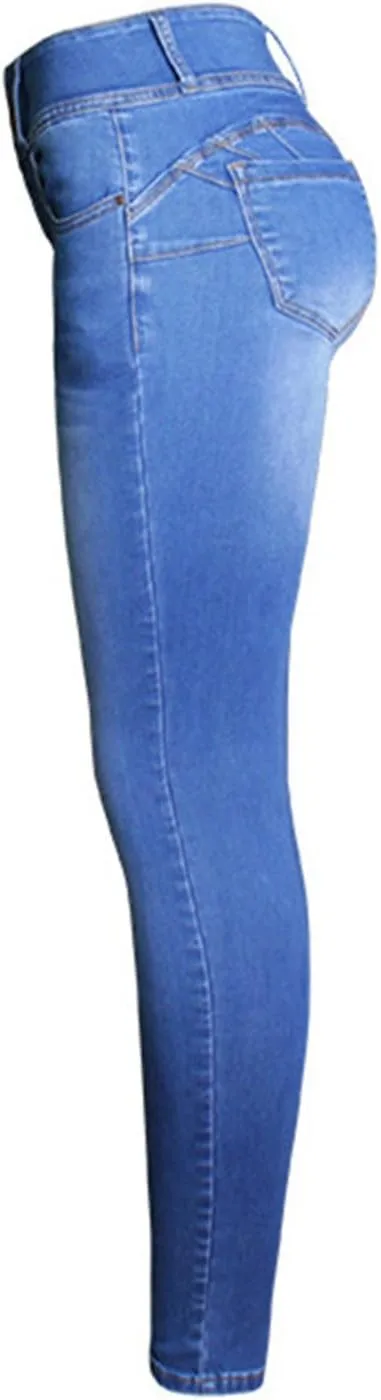 Cresay Women Sexy Elastic Butt Lift High Waisted Skinny Jeans Denim Pants