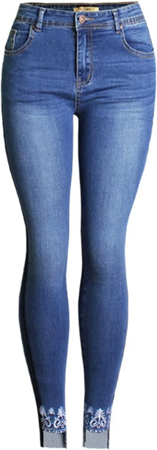 Cresay Women Sexy Elastic Butt Lift High Waisted Skinny Jeans Denim Pants