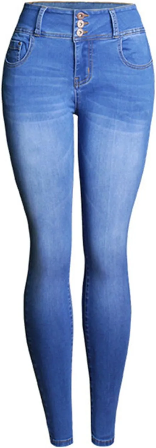 Cresay Women Sexy Elastic Butt Lift High Waisted Skinny Jeans Denim Pants