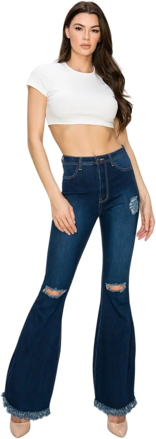 FASHION-LAND High Waisted Skinny Denim Distressed Ripped Jeans Pants Summer