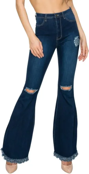 FASHION-LAND High Waisted Skinny Denim Distressed Ripped Jeans Pants Summer