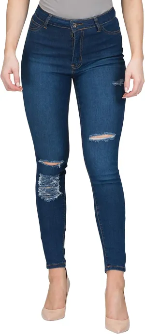 FASHION-LAND High Waisted Skinny Denim Distressed Ripped Jeans Pants Summer