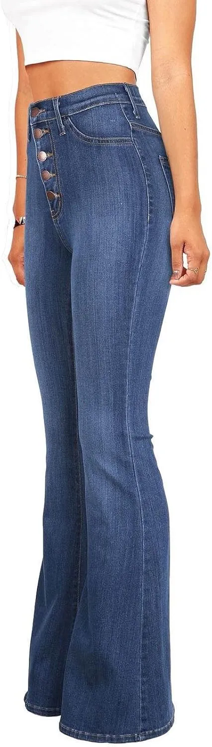 Flare Jeans for Women Retro Bootcut Denim Pants High Stretch Mid Rise Straight Leg Jeans Trendy Casual Cargo Pants
