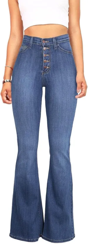Flare Jeans for Women Retro Bootcut Denim Pants High Stretch Mid Rise Straight Leg Jeans Trendy Casual Cargo Pants