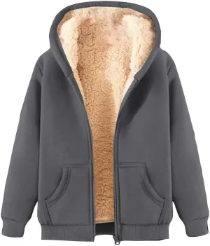 FMCHICO Fleece Lined Jackets for Men Winter Coats Fashion Zip Up Hoodies Sweatshirts Warm Sherpa Cardigan