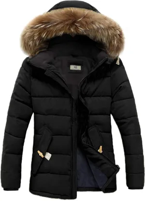 FOURSTEEDS Womens Faux Fur Hooded Warm Winter Outwear Parka Downs Puffer Coat