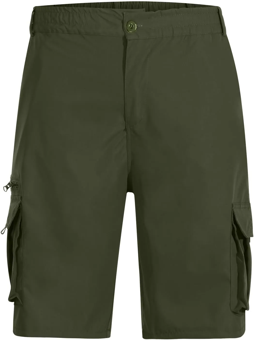 Gcvizuso Mens Cargo Shorts Elastic Waisted Button Pant Summer Casual Quick Dry Short Outdoor Hiking Short with Pocket