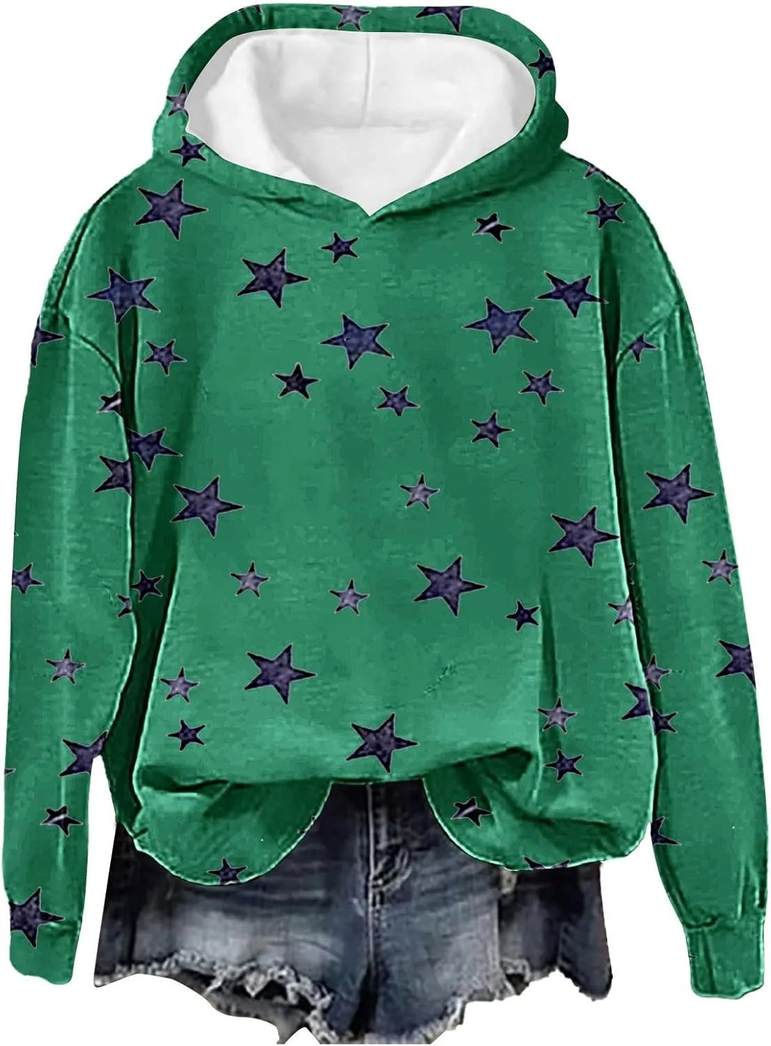 GIERIDUC Womens Oversized Hoodies Stars Printed Graphic Fleece Sweatshirts Long Sleeve Hooded Sweaters Pullover Fall Outfits