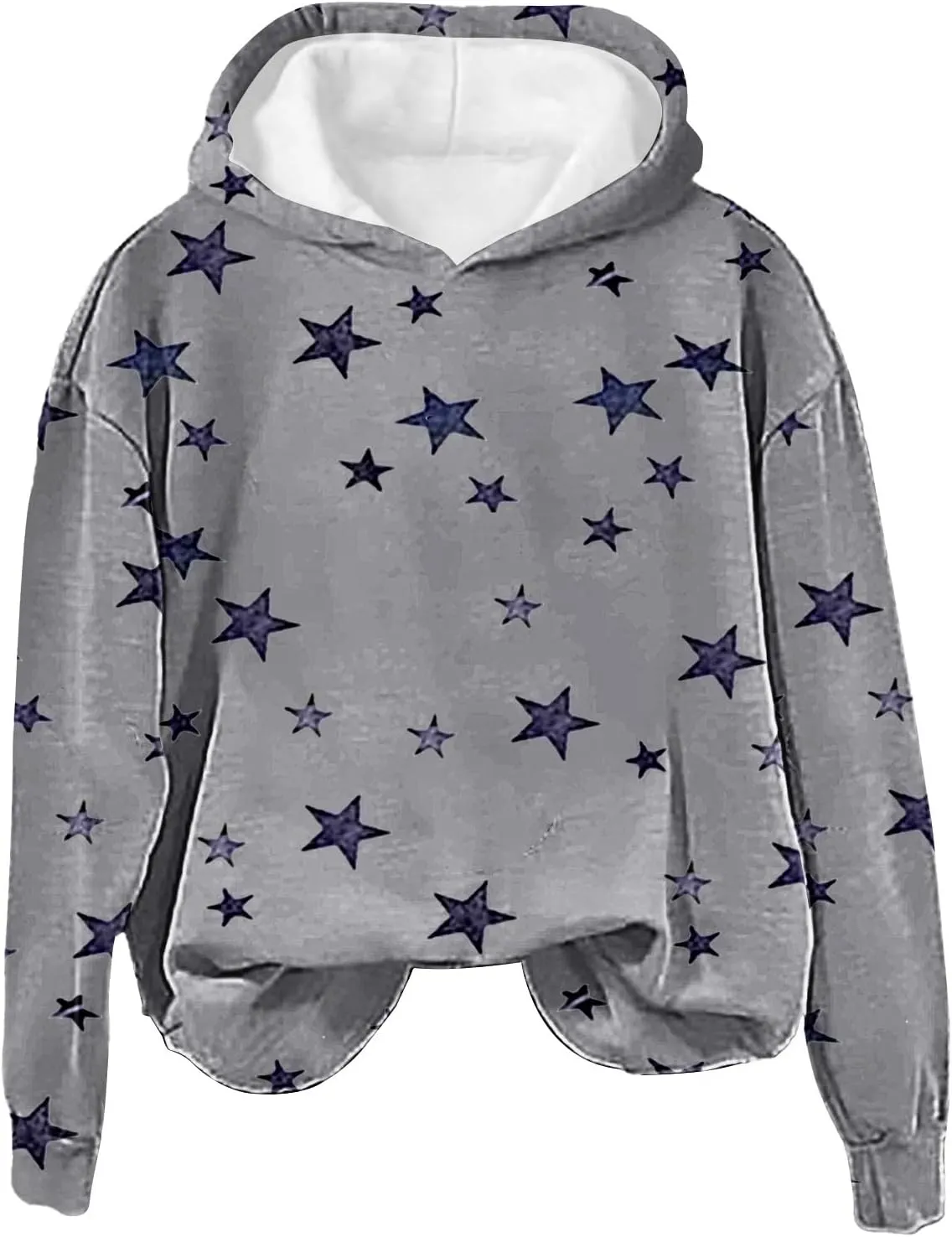 GIERIDUC Womens Oversized Hoodies Stars Printed Graphic Fleece Sweatshirts Long Sleeve Hooded Sweaters Pullover Fall Outfits
