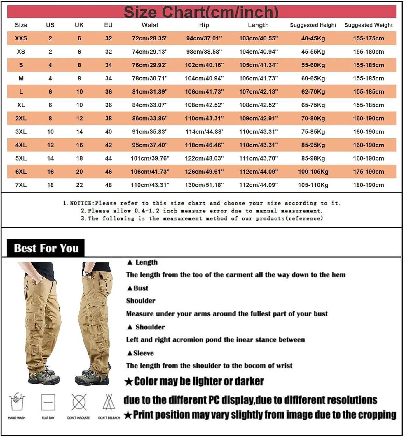 GOKKILRW Men's Cotton Multi-Pockets Work Pants Tactical Outdoor Hiking Jogging Military Army Ripstop Utility Baggy Cargo Pant