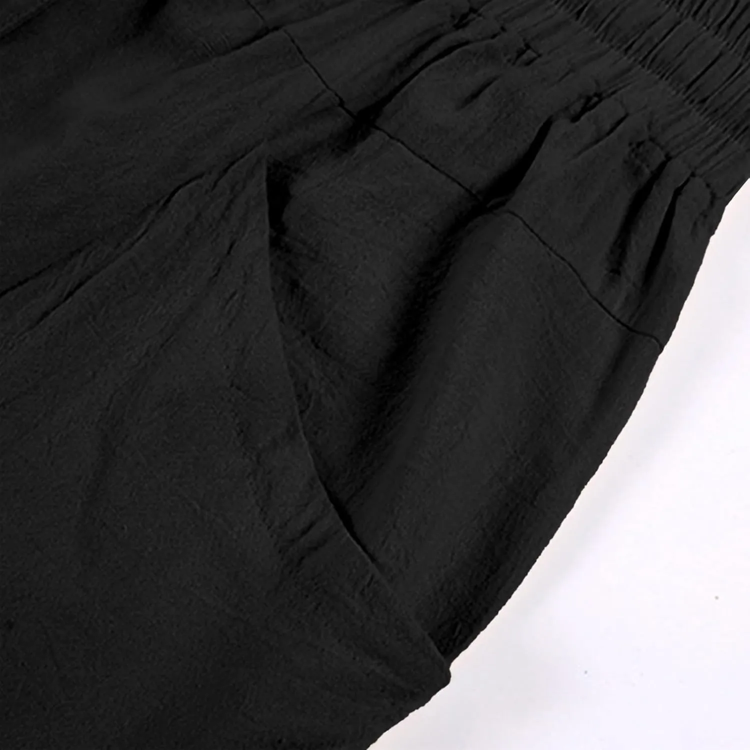 GOKKILRW Mens Pants Mens Linen Pants Casual Lightweight Beach Chino Pants Cropped Summer Capri Pants Drawstring Elastic Waist