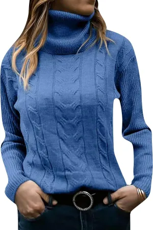 GORIFE Women's Winter Slim Fit Turtleneck Sweaters Fall Long Sleeve Casual Pullover Sweater Cable Knit Tops