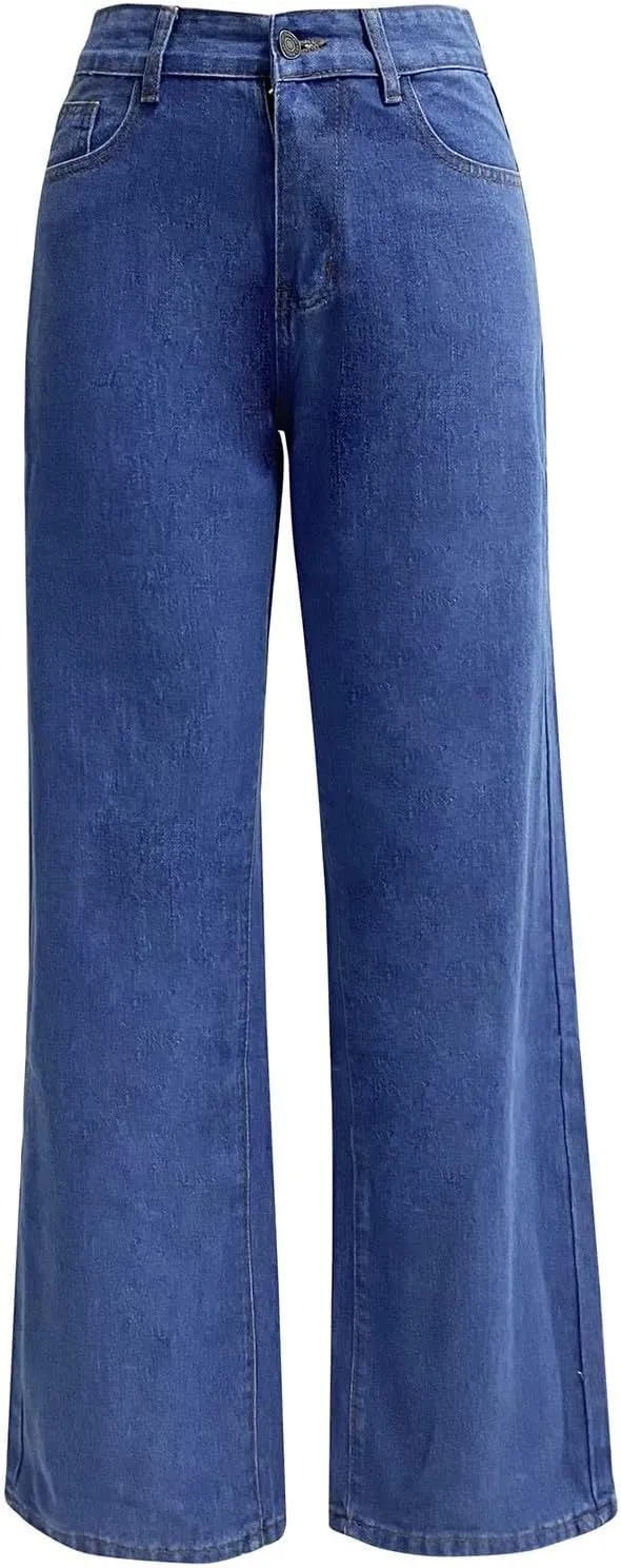 Gumipy Straight Leg Jeans for Women Boyfriend High Waisted Jeans Trendy Tummy Control Jeans Casual Denim Pants with Pockets