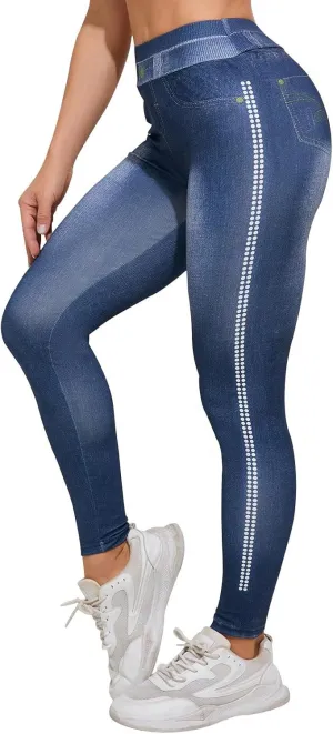 HGps8w Women's High Waisted Skinny Jeans Chic Pearls Decor Stretch Slim Fitted Denim Pants