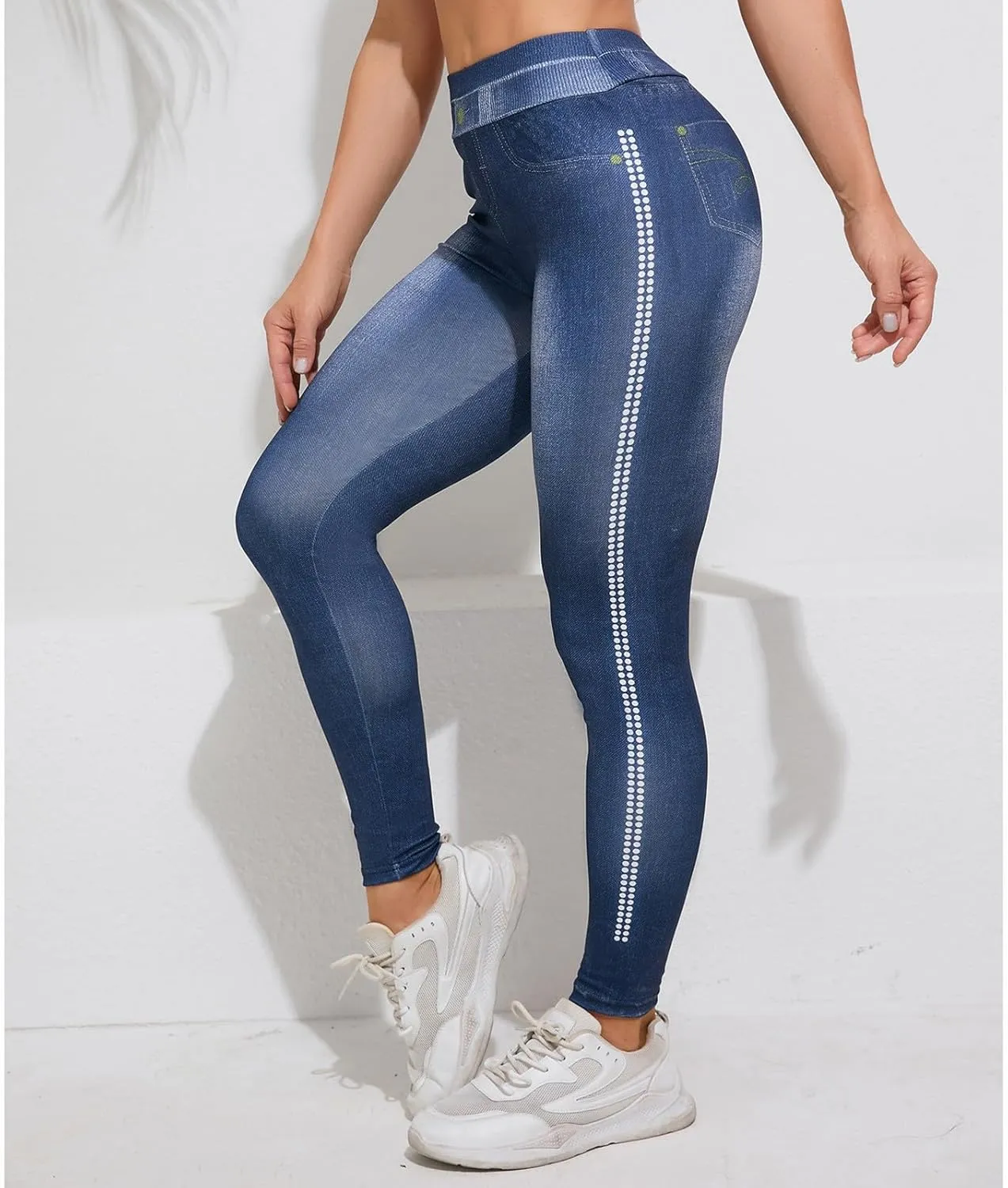 HGps8w Women's High Waisted Skinny Jeans Chic Pearls Decor Stretch Slim Fitted Denim Pants
